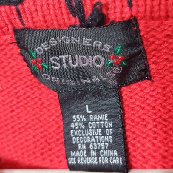 Designer Studios Original Christmas Tree Ugly Christmas Sweater Cardigan EUC L - Picture 10 of 11